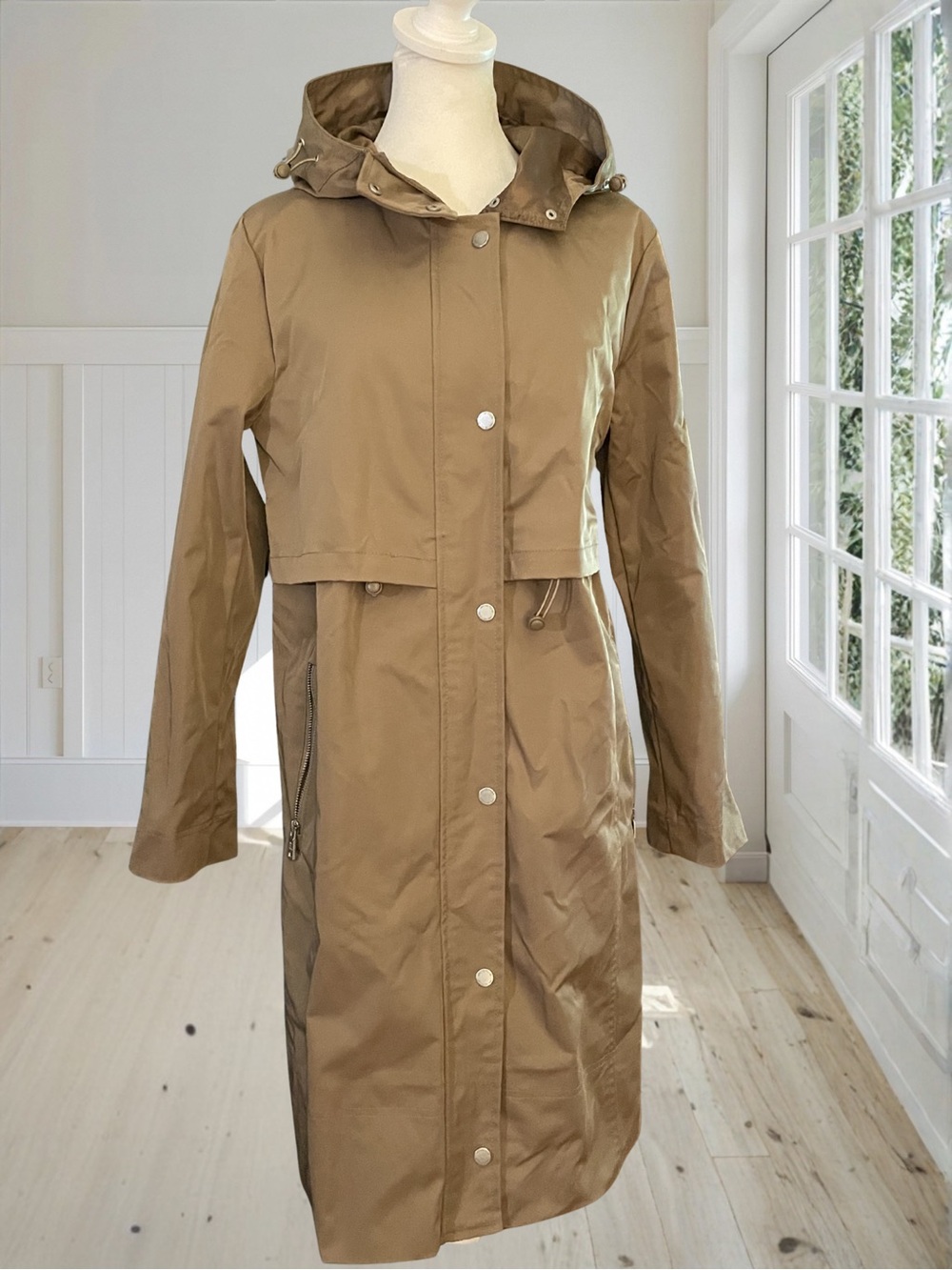 NWT AVEC LES FILLES Women's Fawn Hooded Trench Coat Jacket M - Picture 2 of 15